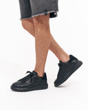 V-Harmony Men's Full Black Shoes with Suede Heel Tab (9)
