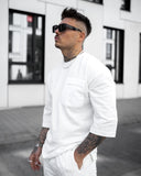 Men's Pocket Detail Oversized White T-shirt