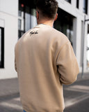 Men's Oversized Cream Sweatshirt Minimal Art