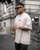 Men's Oversized Martin Valen Sleeve and Chest 3D Printed Beige Heavy T-Shirt (7)