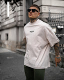 Men's Oversized Martin Valen Sleeve and Chest 3D Printed Beige Heavy T-Shirt (6)
