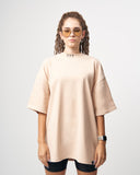 ‘777’ Women’s Oversized Beige T-shirt with 3D Print (2)