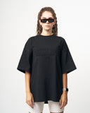 MV Women’s Oversized Embossed Print Detail Black T-shirt (2)