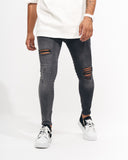 Men’s Skinny Fit Vintage and Ripped Anthracite Jeans (6)