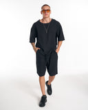 Men’s Twill Short Tracksuit with Pocket Detail in Black (6)