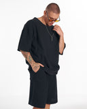 Men’s Twill Short Tracksuit with Pocket Detail in Black (7)