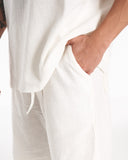 Men's Oversized Linen Shorts Set White (6)
