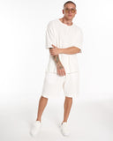 Men's Oversized Linen Shorts Set White (2)