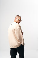 Men's Oversized Cream Sweatshirt Minimal Art (12)