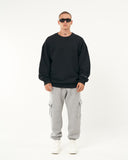Men's Oversized Basic Collar Black Sweatshirt (2)