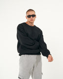 Men's Oversized Basic Collar Black Sweatshirt (7)