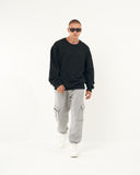 Men's Oversized Basic Collar Black Sweatshirt (8)