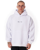 Men's Oversized Signature Detail White Cordless Hoodie