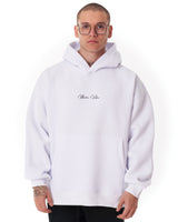 Herren Oversized Kapuzenpullover ohne Kordel in Weiß mit Signaturdetail