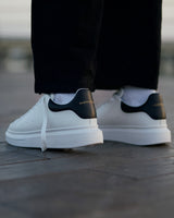 Homem Coroada Tênis de Sola Alta Sneakers Branco-Preto