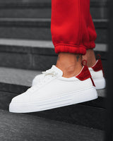 Bobe Cintura in Pelle Nuove Scarpe da Ginnastica Bianco Rosso
