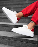 Bobe Suede Belted New Sneakers White Red (2)
