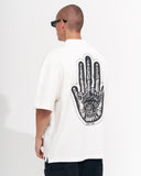 Men's Oversized Martin Valen Screen Printed White Heavy T-Shirt (2)