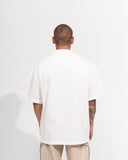 Men's Oversized Collar Screen Printed White Heavy T-Shirt (4)