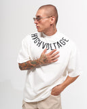 Men's Oversized Collar Screen Printed White Heavy T-Shirt (5)