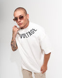 Men's Oversized Collar Screen Printed White Heavy T-Shirt (6)