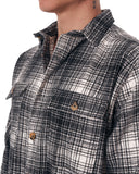 Men's Oversize Shirt Plaid Pattern White Striped Black (4)