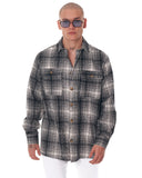 Men's Oversize Shirt Plaid Pattern White Striped Black (8)