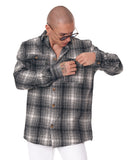 Men's Oversize Shirt Plaid Pattern White Striped Black (9)