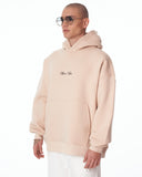 Men's Oversized Signature Detail Beige Cordless Hoodie (3)