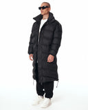 Oversized Long Black Puffer Coat with High Collar (2)