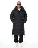 Oversized Long Black Puffer Coat with High Collar (4)