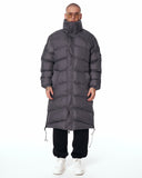 Oversized Long Gray Puffer Coat with High Collar (4)