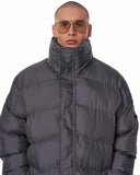 Oversized Long Gray Puffer Coat with High Collar (5)