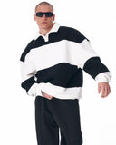 Street Style Oversized Sweatshirt With Stripes