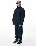 High Collar Half Zip Black Tracksuit (7)