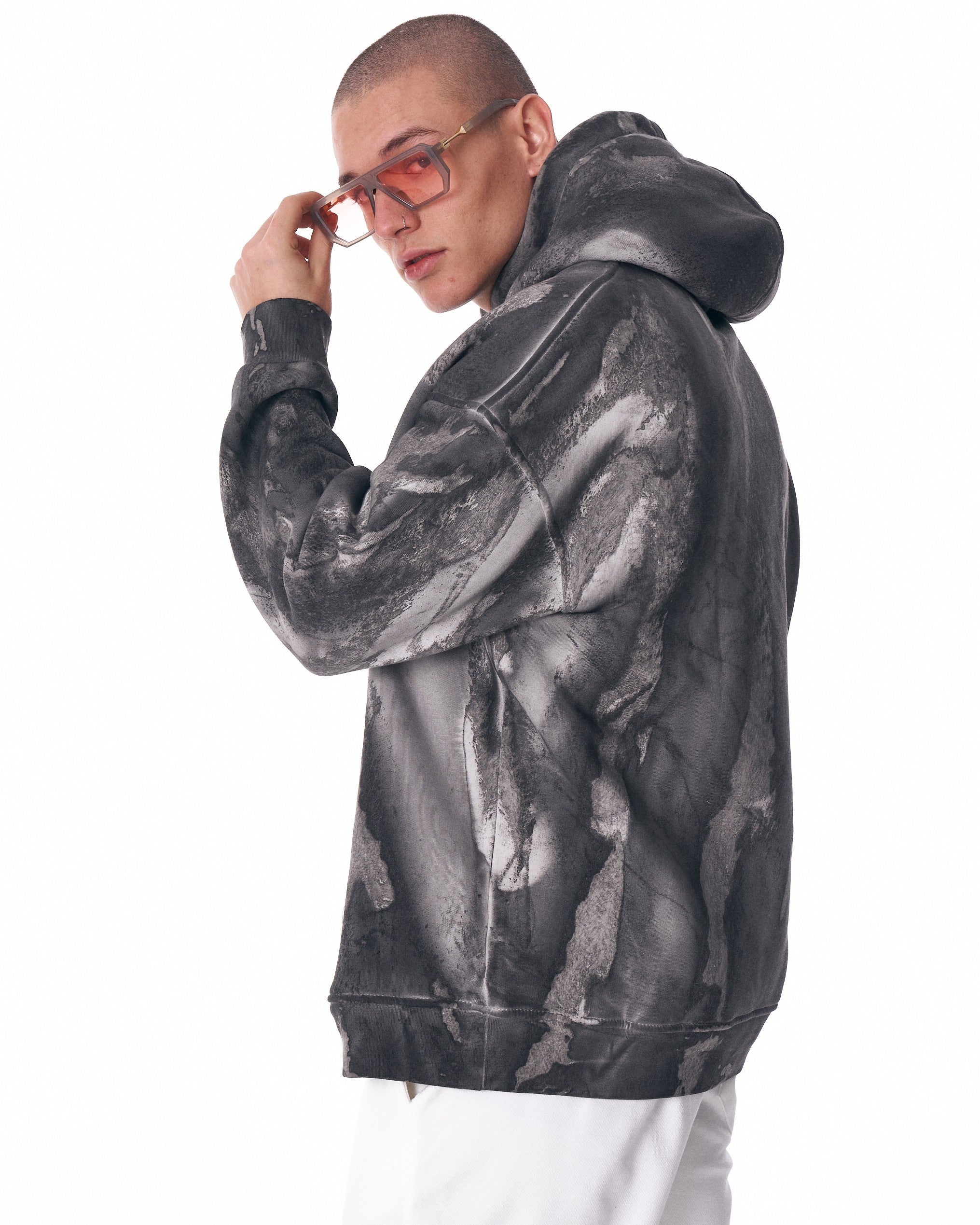Charbon シャルボン　WOOL SPLASH DYE HOODIE L Dark Camo Hoodie Street Style | Martin Valen