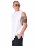 Street Style Plain White Sleeveless T-Shirt (2)