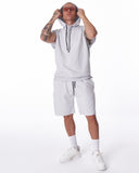 Men's Sleeveless Hoodie and Short Set in White (2)