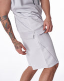 Men's Sleeveless Hoodie and Short Set in White (3)