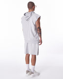 Men's Sleeveless Hoodie and Short Set in White (5)