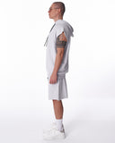Men's Sleeveless Hoodie and Short Set in White (6)