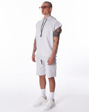 Men's Sleeveless Hoodie and Short Set in White (7)