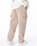 Men's Fleece Beige Cargo Sweatpants (5)