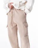 Men's Fleece Beige Cargo Sweatpants (8)