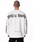Men White Oversized Sweatshirt Another World's Hell (9)
