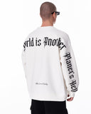 Men White Oversized Sweatshirt Another World's Hell (7)