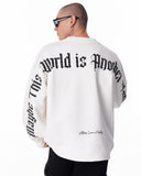 Men White Oversized Sweatshirt Another World's Hell (12)