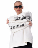 Men White Oversized Sweatshirt Another World's Hell (11)