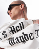 Men White Oversized Sweatshirt Another World's Hell (8)