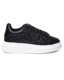 Women's Chunky Crystal Sneakers in Black